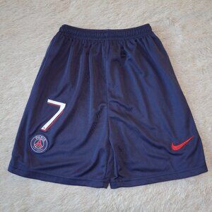 Boys Size 26 Nike Paris Saint-Germain (PSG) Soccer Shorts with Number 7 (Mbappé)